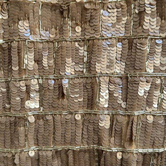 NWT Mac Duggal 10907 Sequined High Neck Sleeveless Column Gown in Taupe Size 12 - Picture 10 of 13